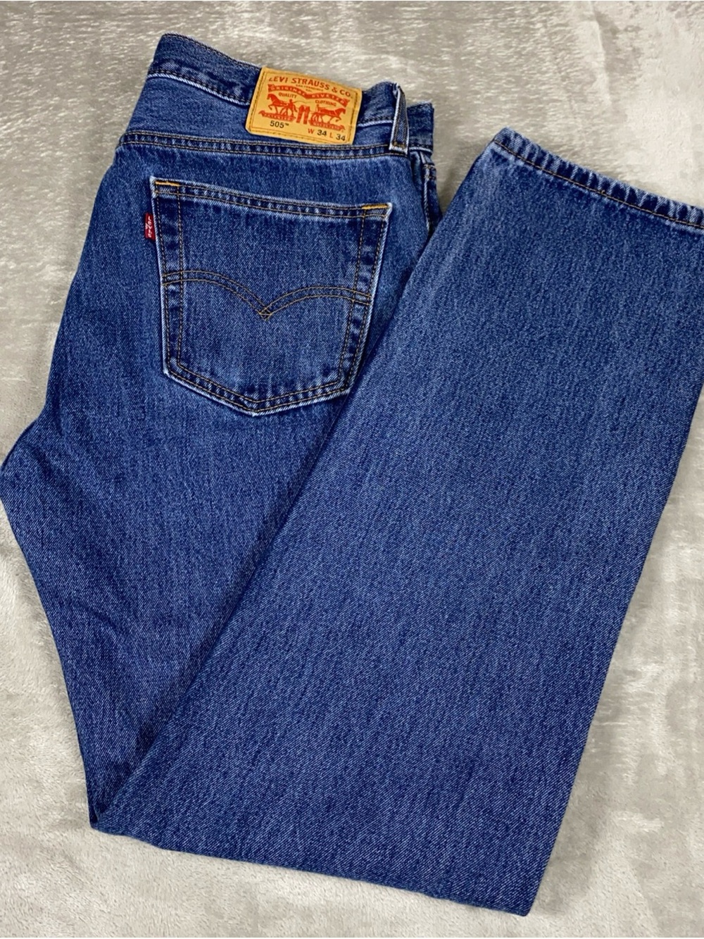 Levi's 505 Jeans Men’s 34X34 Med Dark Wash Regular Straight Denim 5-Pockets